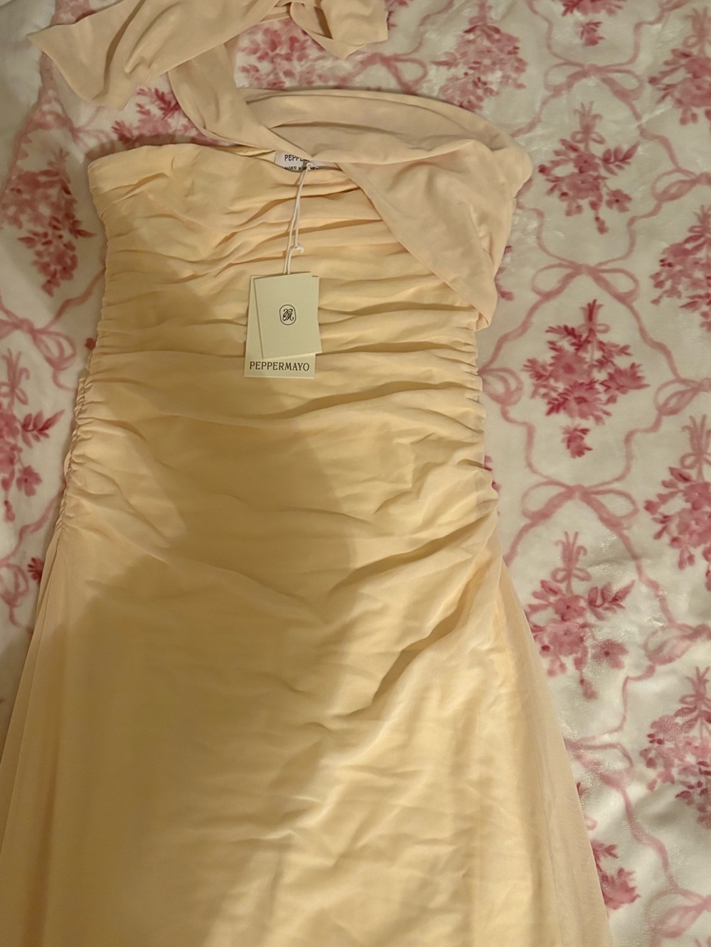 Peppermayo Women’s yellow Ruched Strapless Dress